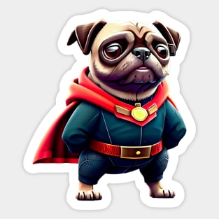 Pug in Mystic Wizard Costume - Cute Pug Dressed as a Sorcerer Sticker